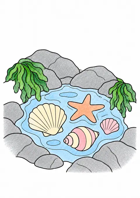 Tide Pool with Shells color example