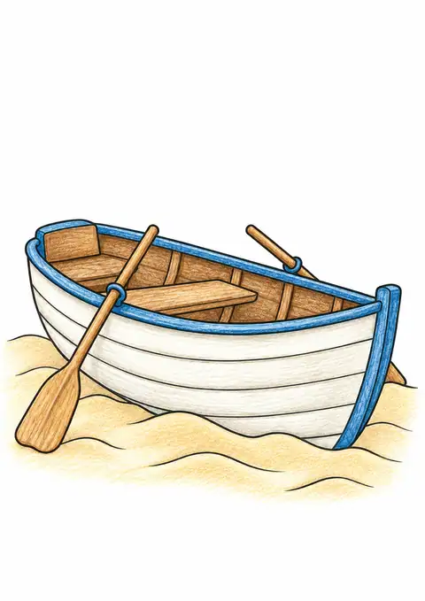 Rowboat Resting on Sand color example