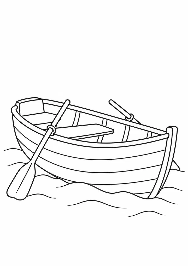 Rowboat Resting on Sand line art