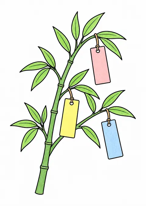Tanabata Wishes on Bamboo color example