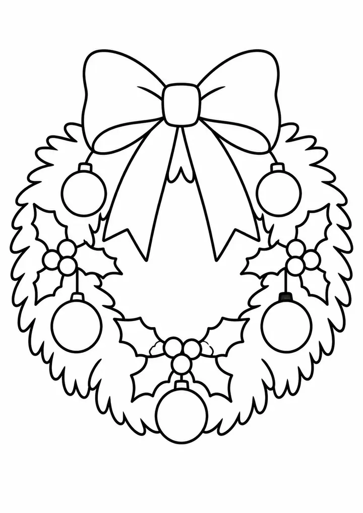 New Year Door Decoration line art