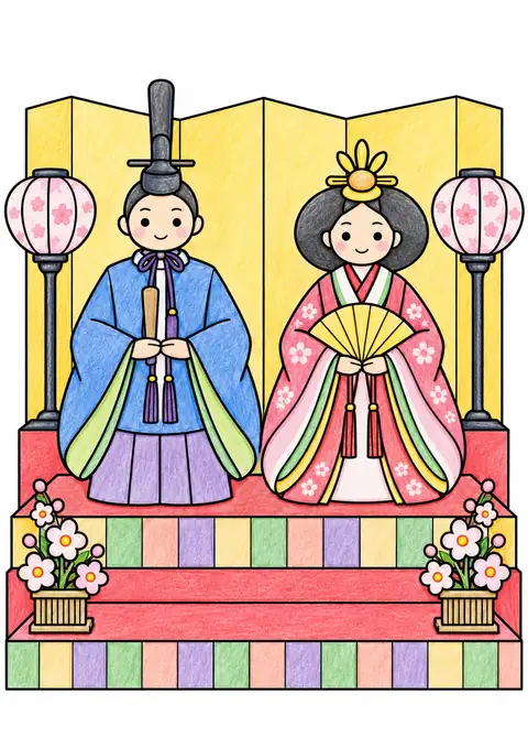 Hina Dolls on a Display Stand color example