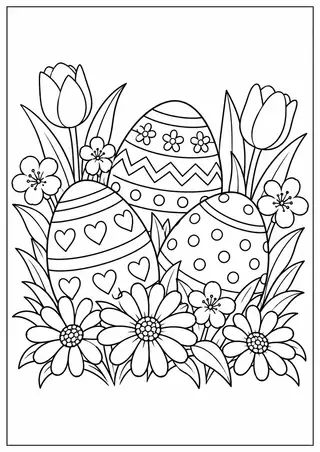 Easter Eggs among Flowers
