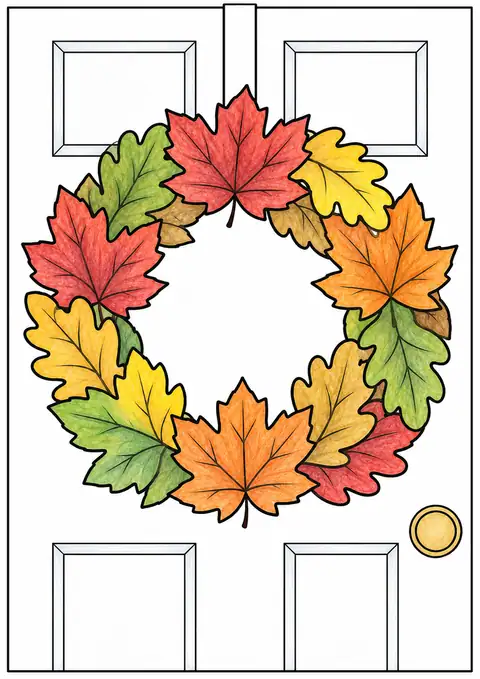 Autumn Wreath on a Door color example