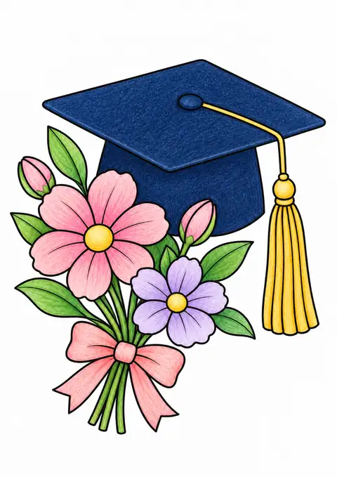 Graduation Cap with Flowers color example
