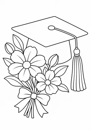 Graduation Cap with Flowers