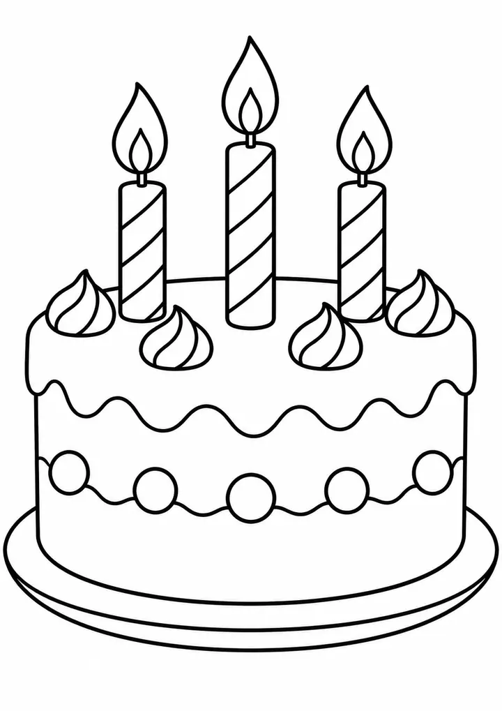 Birthday Cake with Candles line art