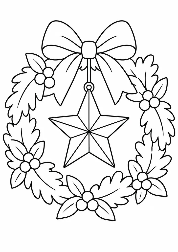 Star Ornament and Wreath line art