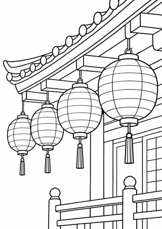 Summer Festival Lanterns beneath the Eaves