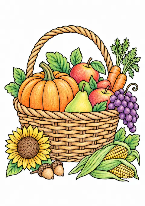 Harvest Basket of Produce color example