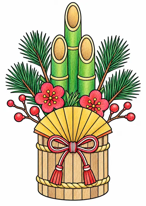 Pine Branch in a New Year Arrangement color example