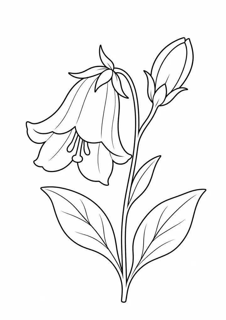Bellflower with a Bud line art