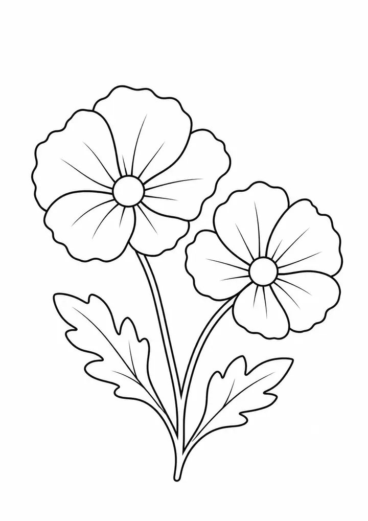 Two Poppies line art