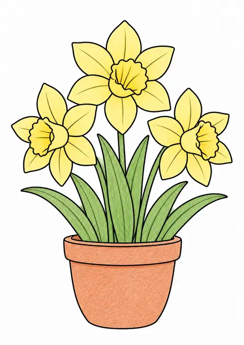 Potted Daffodils color example