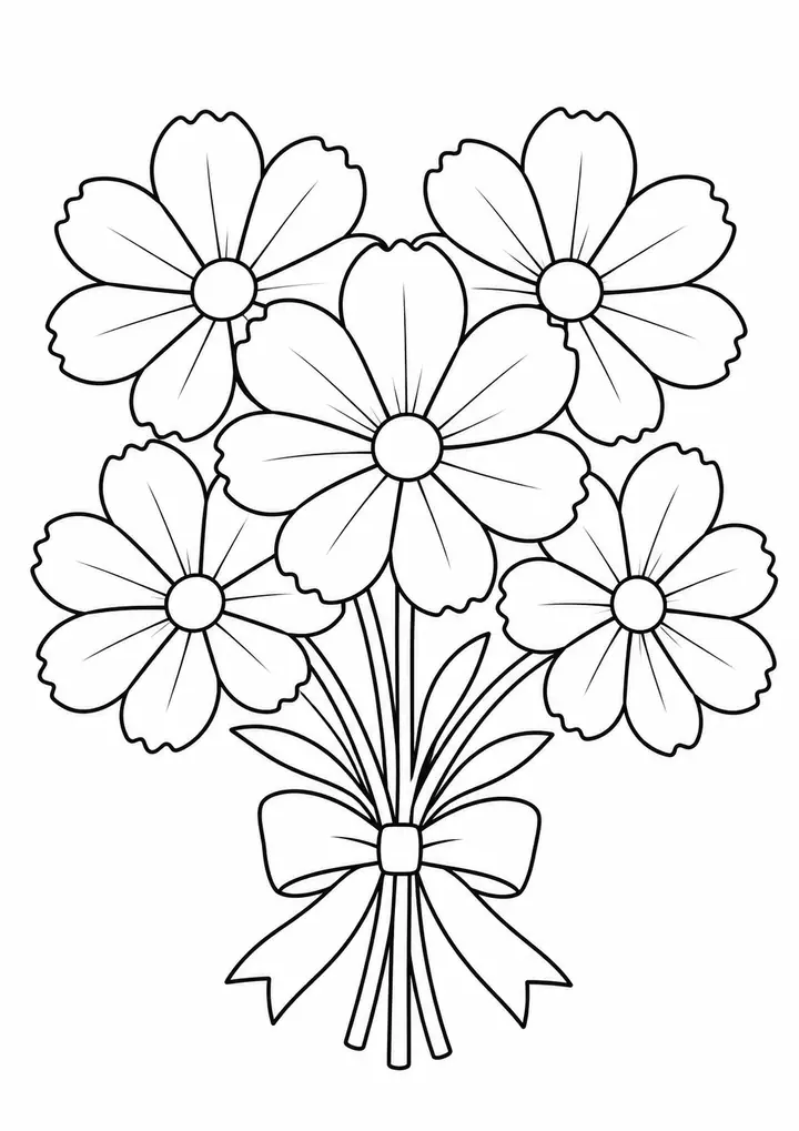 Bouquet of Daisies line art
