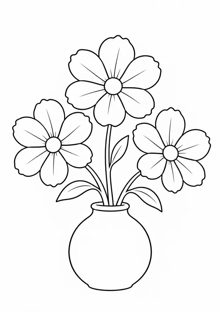 Anemones in a Vase line art