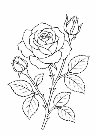 Rose Branch and Leaves