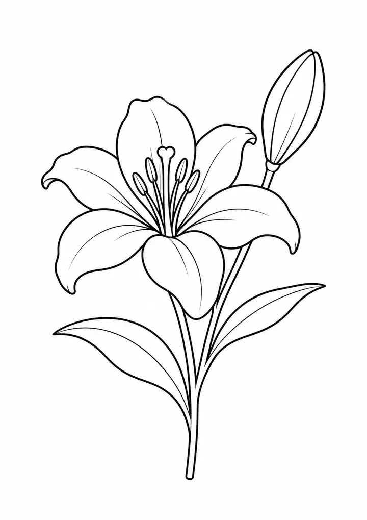 Lily with a Bud line art