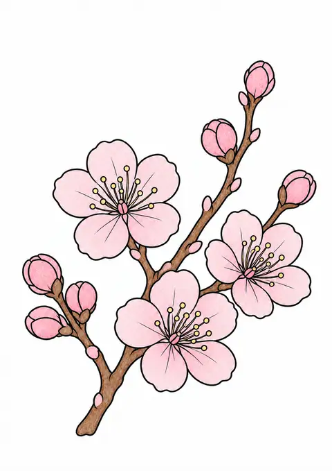 Plum Blossom Branch color example
