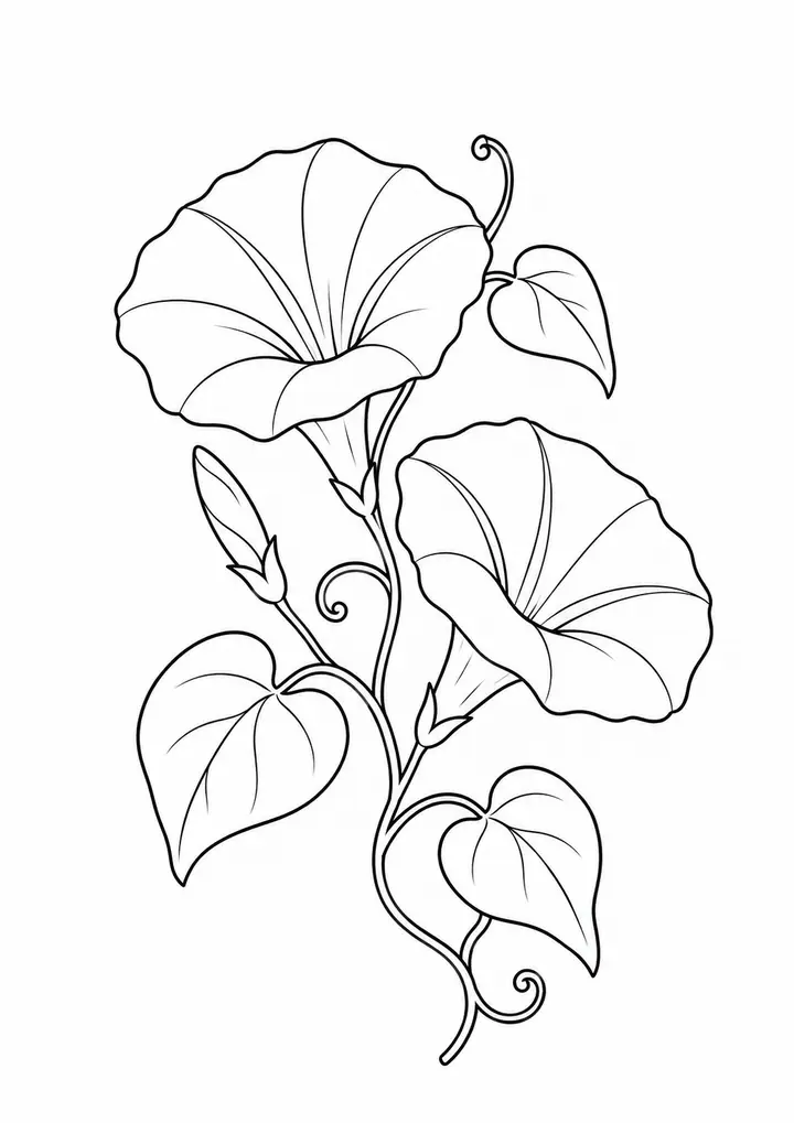 Morning Glory Vine line art