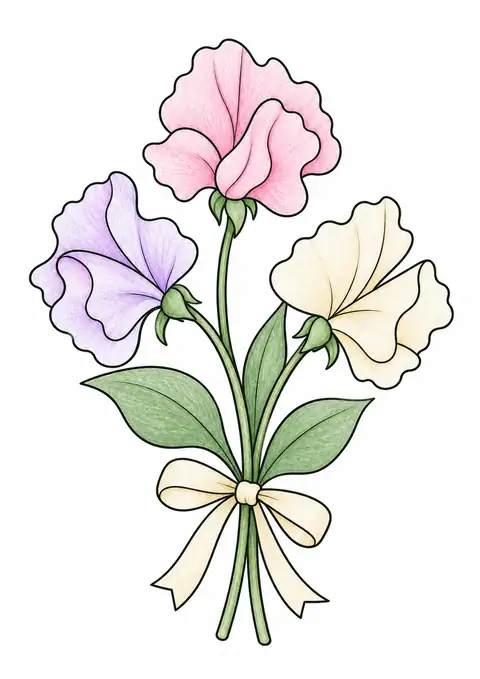 Sweet Pea Bouquet color example