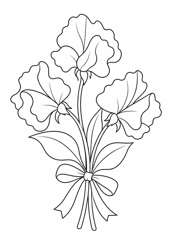 Sweet Pea Bouquet line art