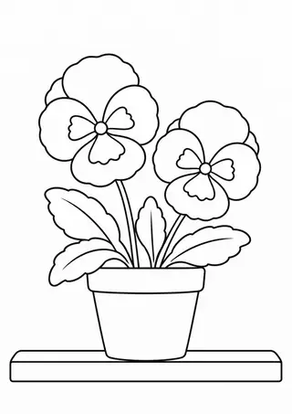 Potted Pansies on a Windowsill