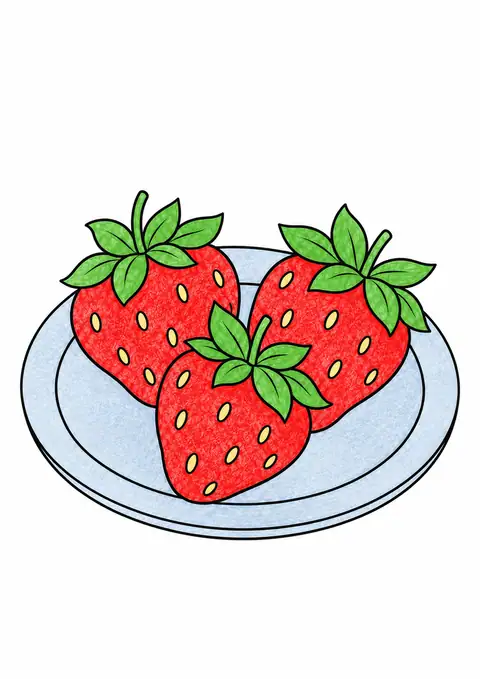 Three Strawberries on a Plate color example
