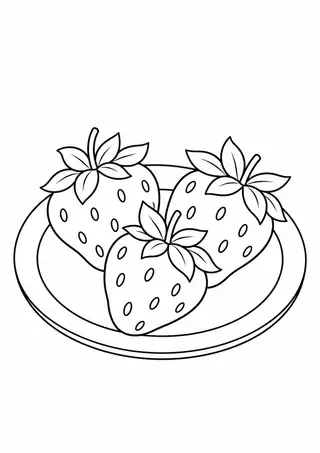 Three Strawberries on a Plate
