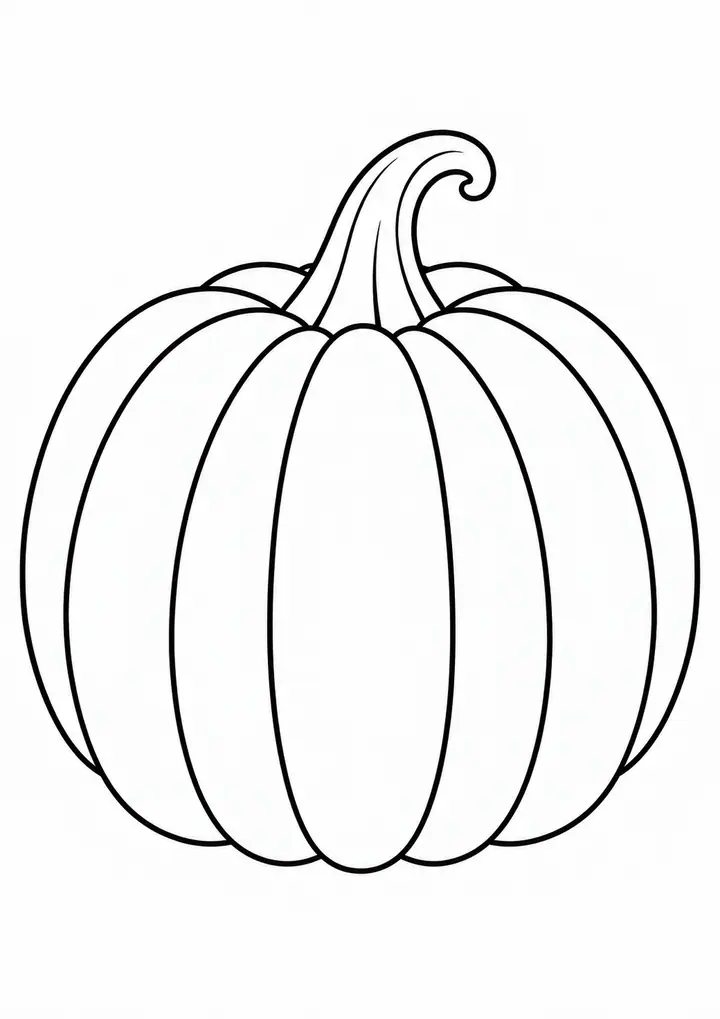 Whole Pumpkin with a Stem line art