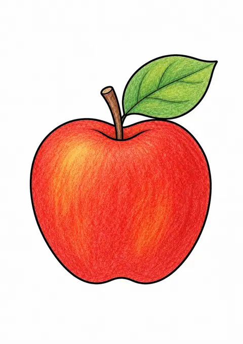 Apple with a Leaf color example