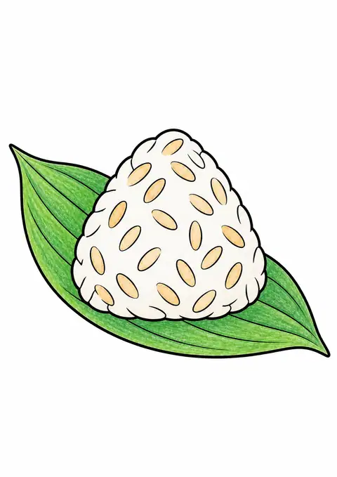 Rice Ball on Bamboo Leaf color example