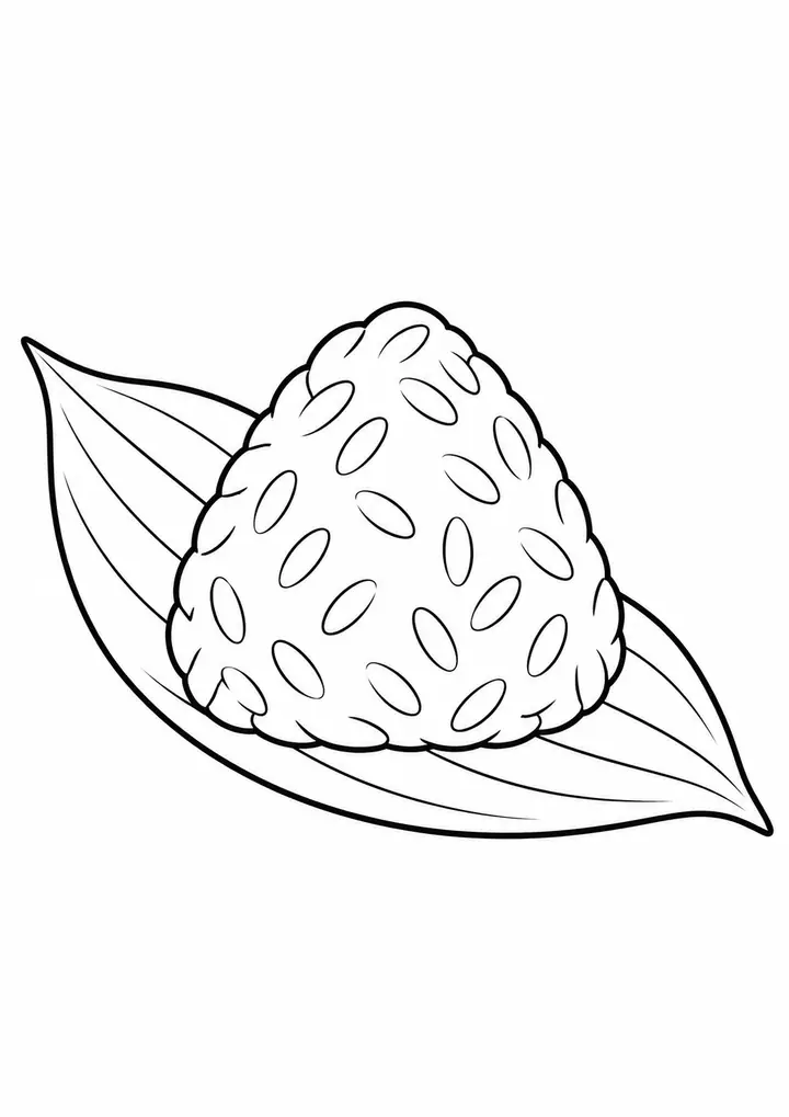 Rice Ball on Bamboo Leaf line art