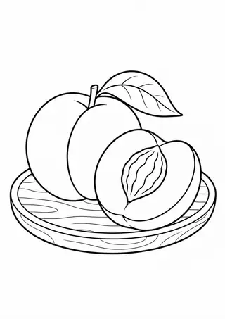 Peach on a Wooden Plate