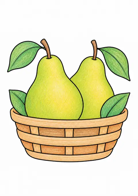 Pears in a Small Basket color example