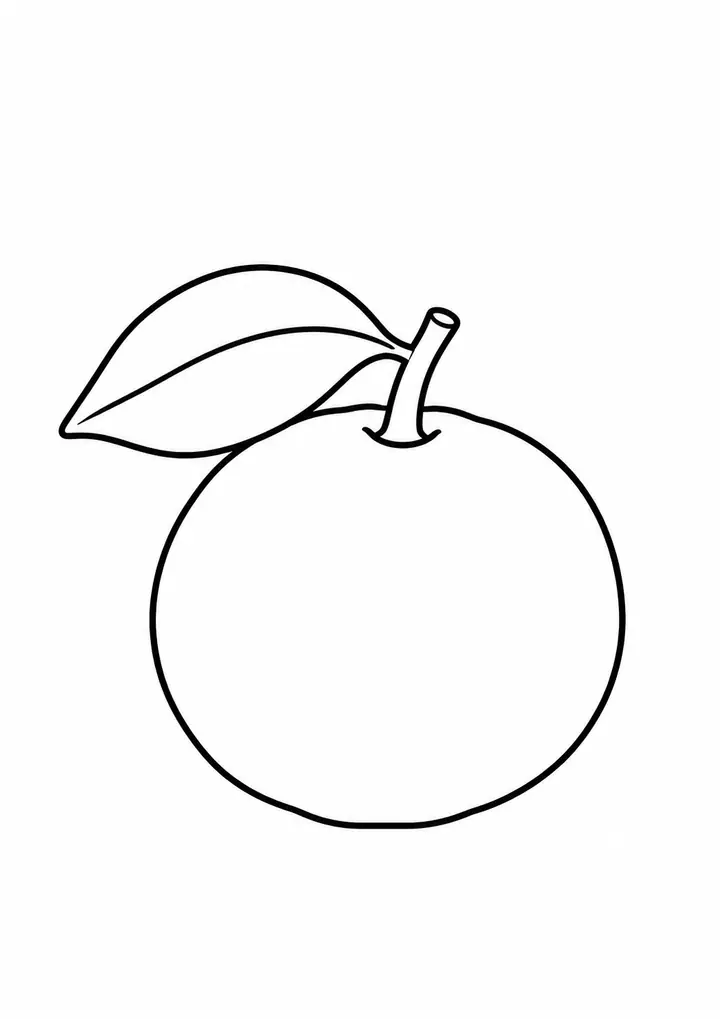 Mandarin with a Leaf line art