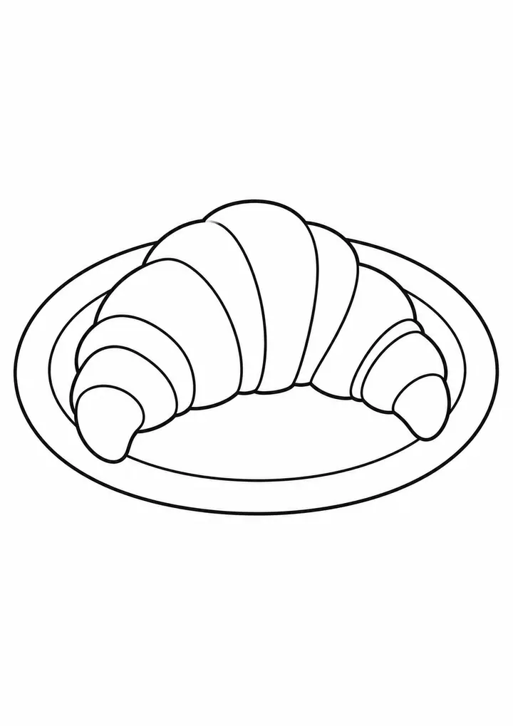 Croissant on a Plate line art