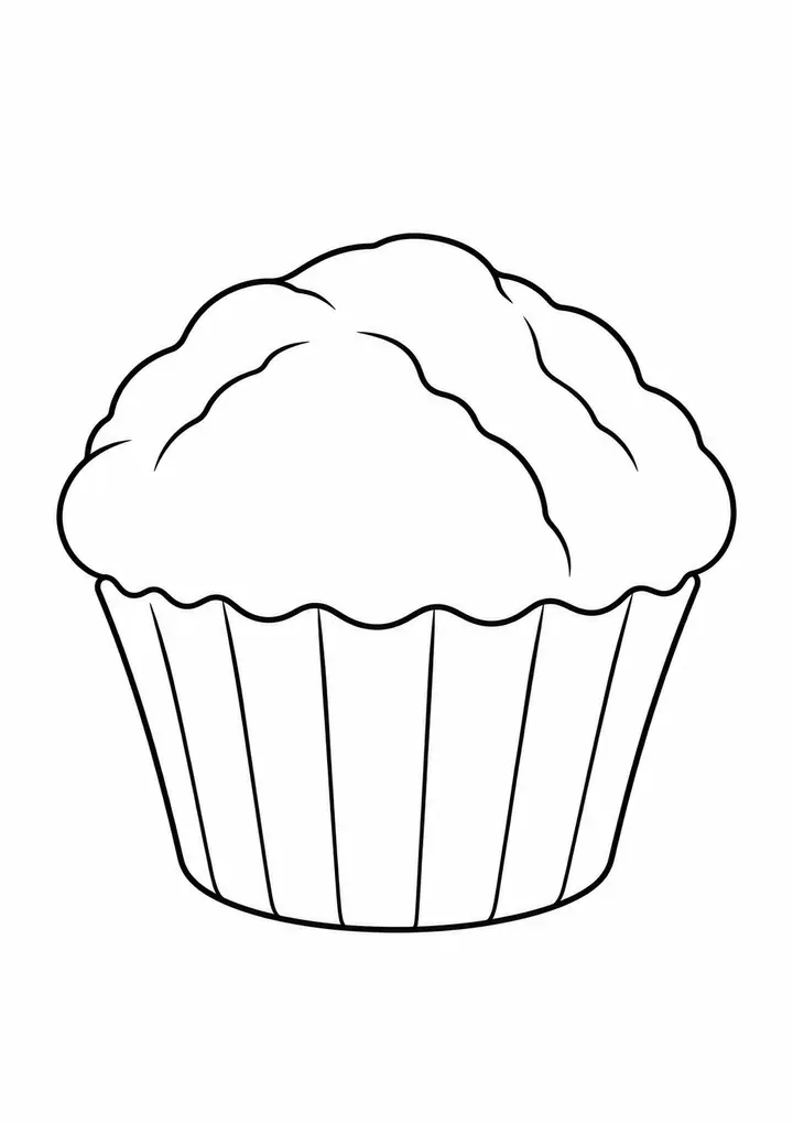 Muffin in a Paper Cup line art
