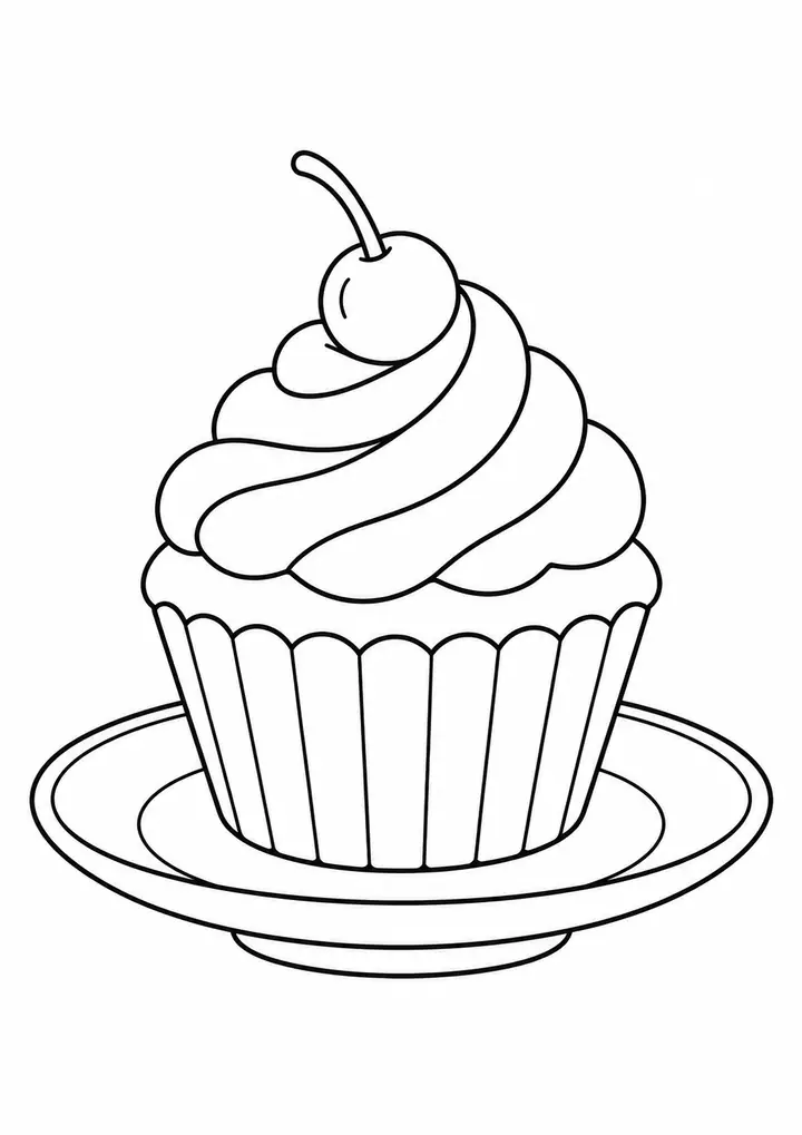 Cupcake on a Saucer line art