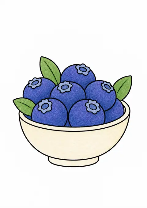 Blueberries in a Bowl color example