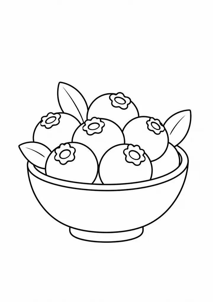 Blueberries in a Bowl line art