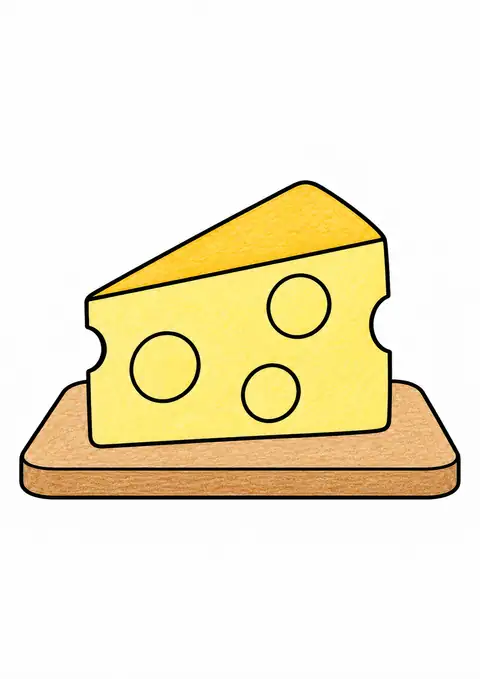 Cheese Wedge on a Board color example