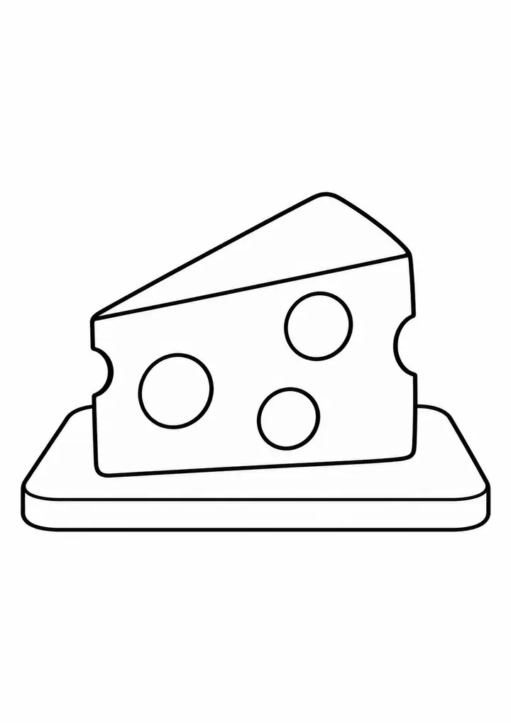 Cheese Wedge on a Board line art