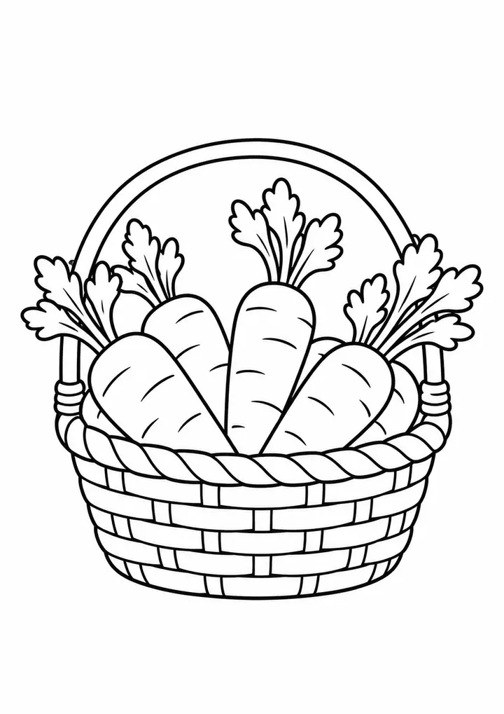 Carrots in a Basket line art