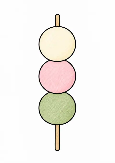 Three Dumplings on a Skewer color example