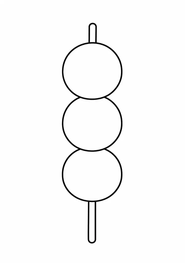 Three Dumplings on a Skewer line art