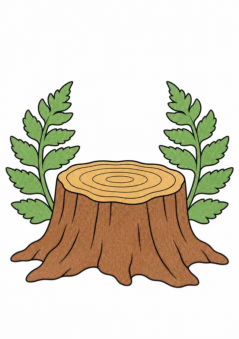 Tree Stump Framed by Ferns color example