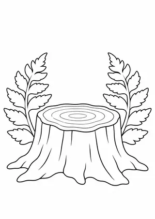 Tree Stump Framed by Ferns