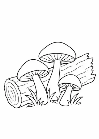 Mushrooms beside a Fallen Log
