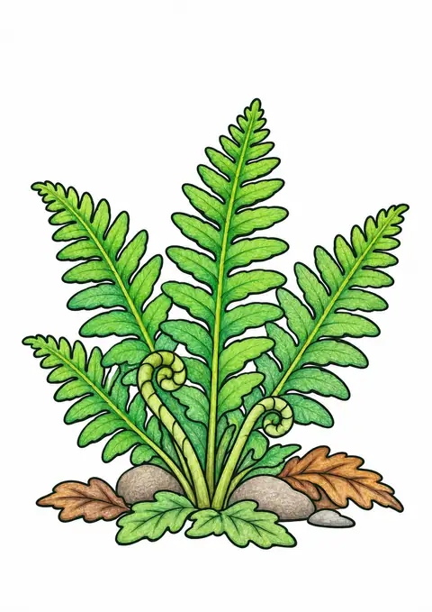 Fern Cluster on the Forest Floor color example